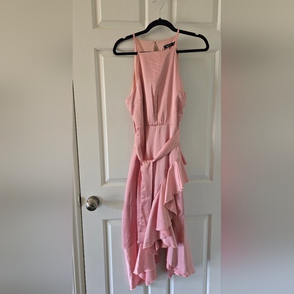 NWT Satin Frill Midi Wrap Dress, Rose, Size 12 - Picture 2 of 14